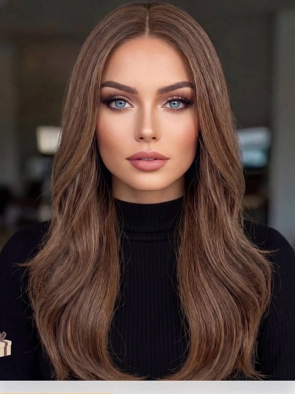 Long Wavy Human Hair Wigshe - Soft Mocha